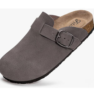 Fitory Suede Boston Clogs Comfort Cork Footbed Women's Size 39
